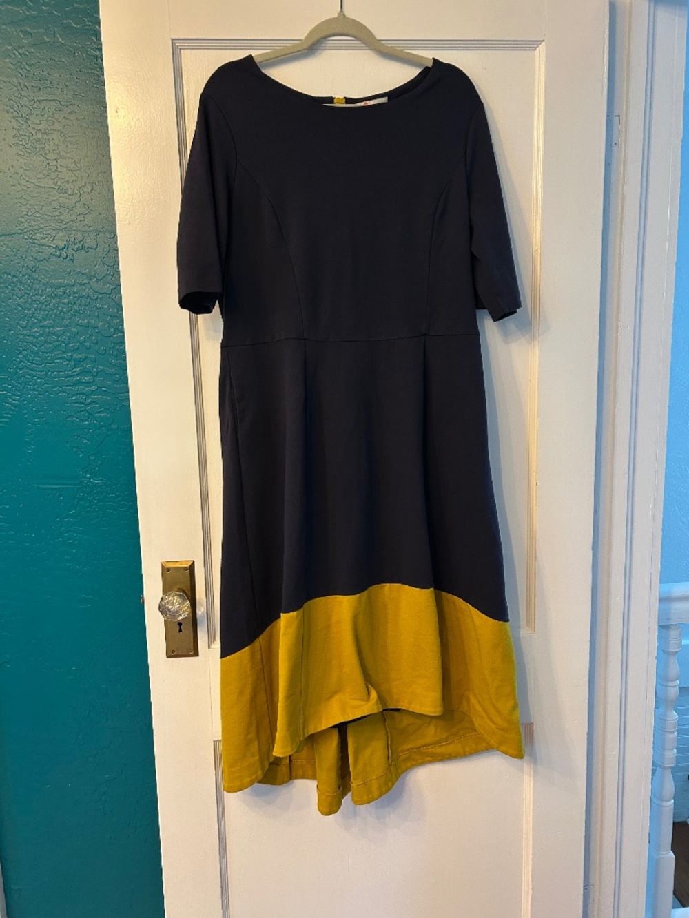Boden Blue and Yellow Color Block Dress